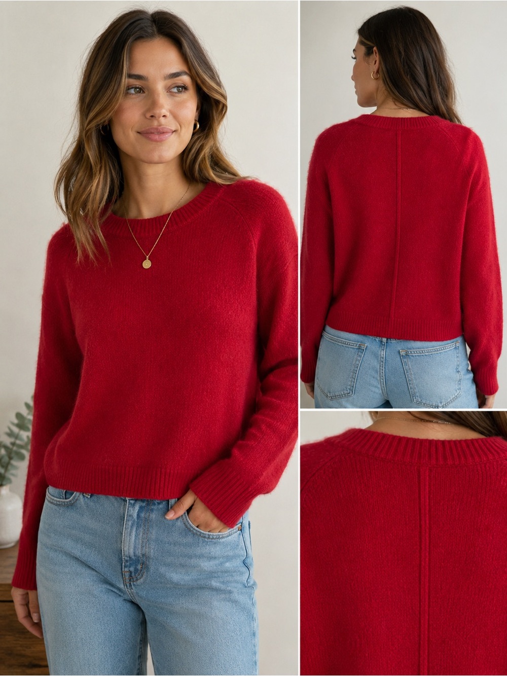 Universal Thread Red Crewneck Sweater Women’s Large Cozy Soft Pullover